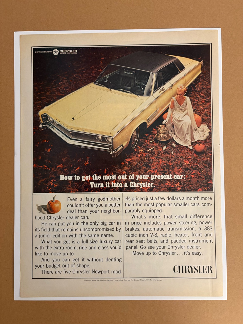 1965 Chrysler Newport Vintage Original Magazine Ad Fall Cinderella